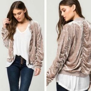 Free People Crushed Velvet Bomber Jacket